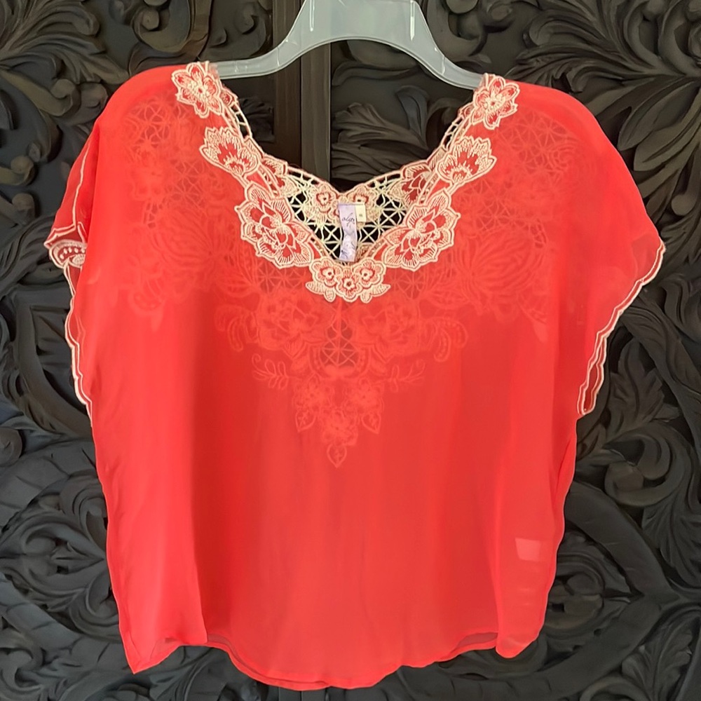 Embroidered sheer shirt